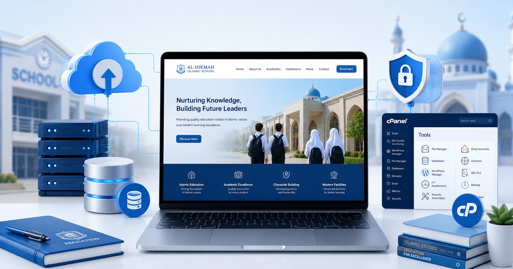Ilustrasi hosting website sekolah dan madrasah